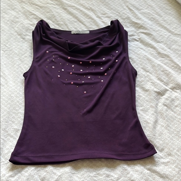 La Belle Tops - La Belle Deep Purple Blouse with Sequins